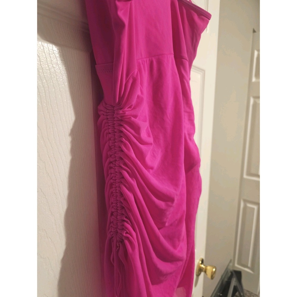 Womens Size M Bathing Suit Slimming Mesh Sheer Sarong Wrap Fuchsia Pink NEW - Picture 9 of 12